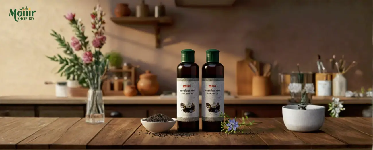 Black Seed Oil Benefits and Price in BD bottle with seeds